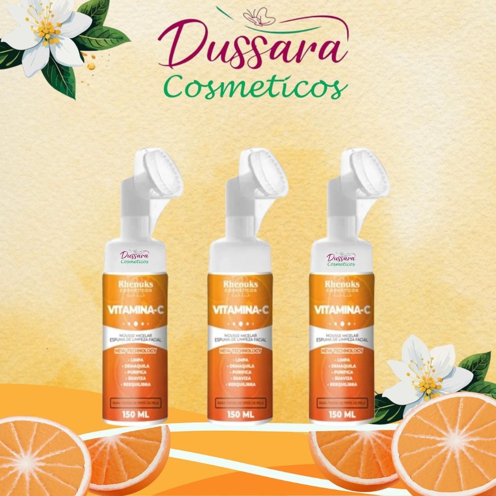Kit 03 -- 03Und (03) - Mousse Micelar Espuma de Limpeza Facial Vitamina C 150ml - rhenuks