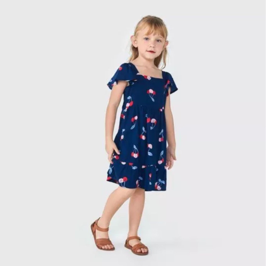 Vestido Infantil Azul Marinho Cerejas Viscose - Hering