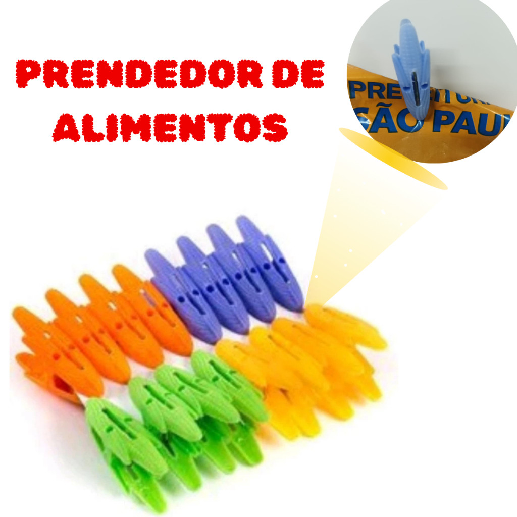 Prendedor de Alimentos Plástico Conserva Fechado 5cm Formato de Milho