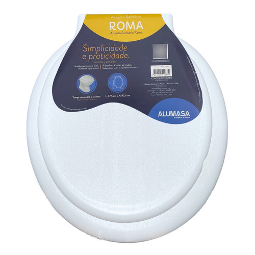 Assento Sanitário Roma Alumasa Oval Tampa De Vaso Universal Confortável Compatível Todos Os Modelos em Oferta na Shopee