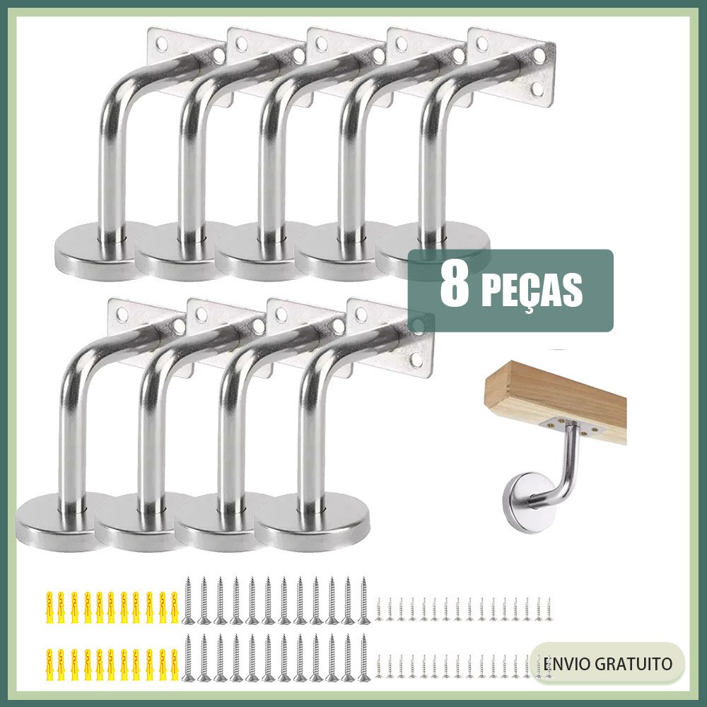 8x Suporte de parede plano de aço inoxidável Corrimão de madeira Acessórios de fixação de balaustrada de escada 6x6cm