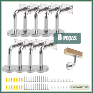 8x Suporte de parede plano de aço inoxidável Corrimão de madeira Acessórios de fixação de balaustrada de escada 6x6cm