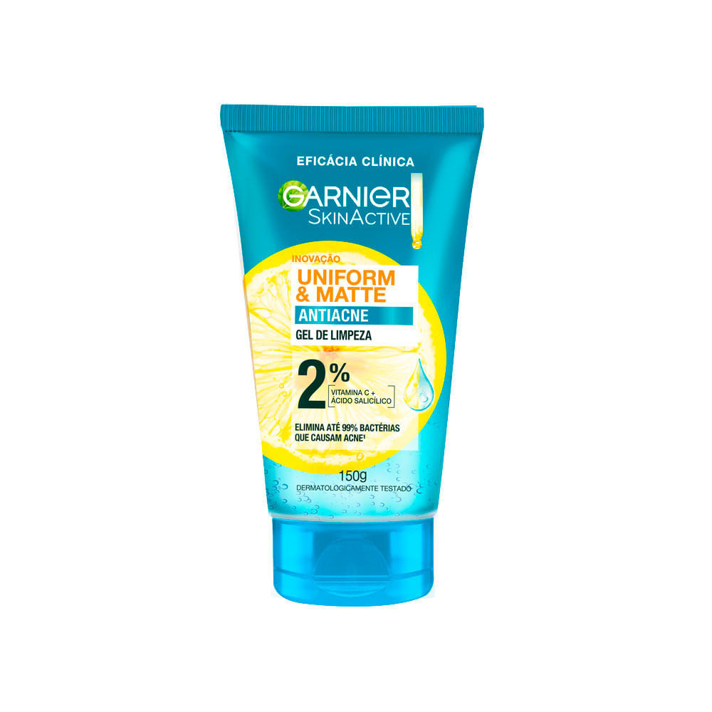 Gel de Limpeza Facial Garnier Uniform & Matte Antiacne 150g - Beauty