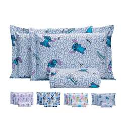 Cobre Leito Solteiro/Casal 3 Peças Dupla Face Colcha Kids Algodão Original Super Macio Disney Stitch