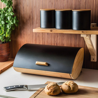 Organizador Porta Pão de Bambu com Tampa de Metal – Ideal para Bolos, Pães e Panetones em Oferta na Shopee