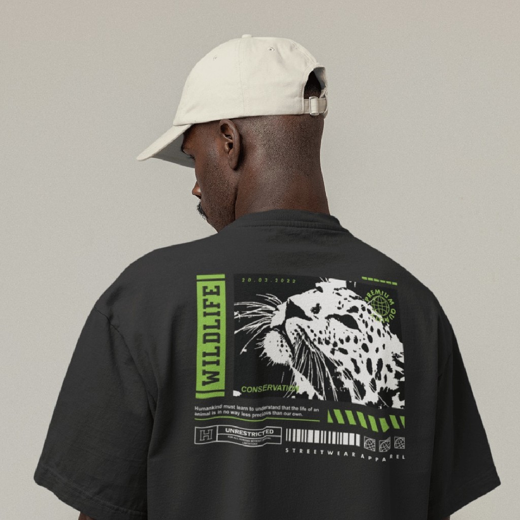 Camiseta Oversized Wildlife Streetwear Camisa Masculina 100% Algodão Blusão Caimento Perfeito