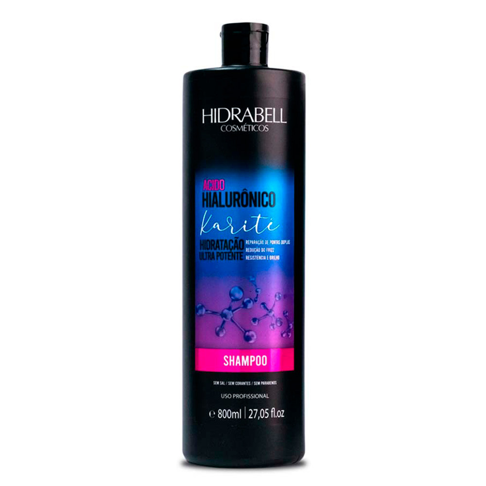 Shampoo Ácido Hialurônico com Karité Hidratação Ultra Potente Brilho Imediato 800ml Hidrabel