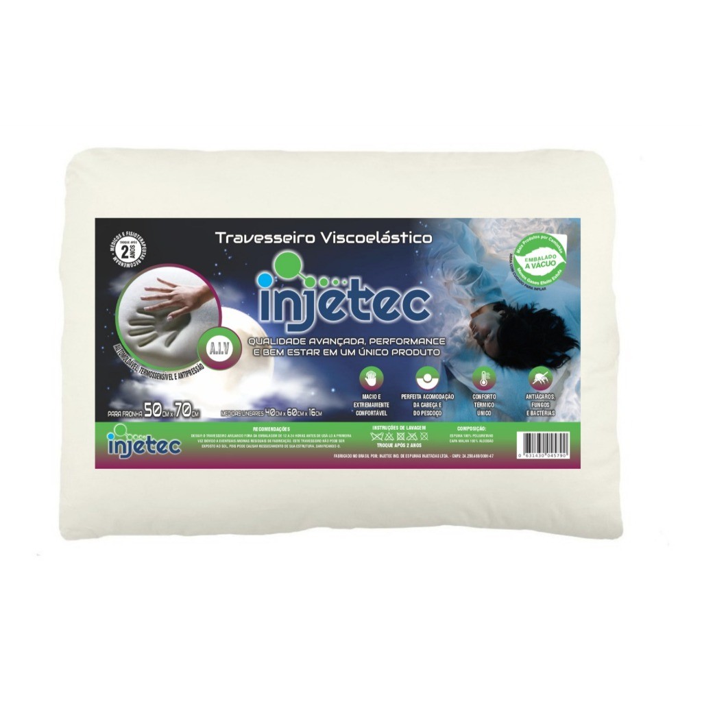 Travesseiros Nasa 100% Algodão Extra Firme