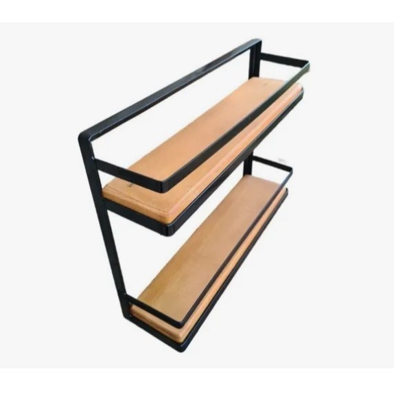 Prateleira de Condimentos em Madeira Rústica com Ferro – Promoção em Oferta na Shopee