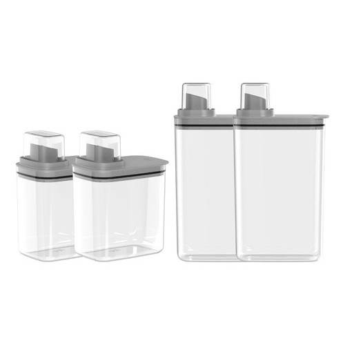 Kit 4un Dispenser Flow Sabão Líquido Lavanderia Organização Cor Chumbo