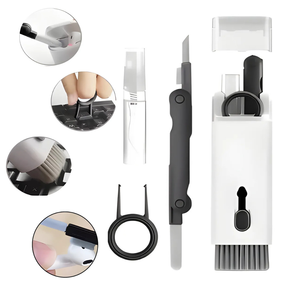 Kit Limpeza 3 em 1 Tela Limpador Teclado Escova Laptop Airpod Câmera Monitor Computador Celular