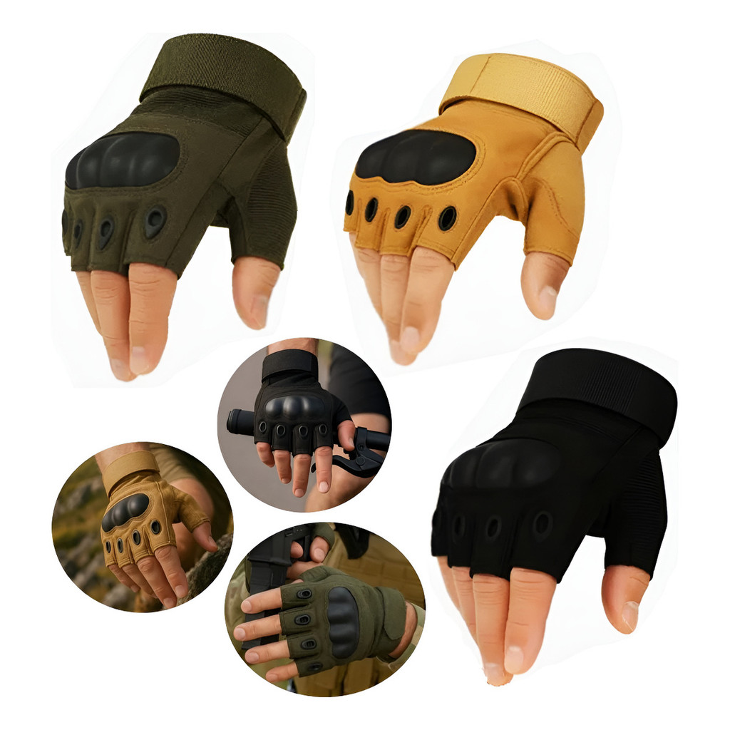 Luva Tática Militar Meio Dedo – Resistente para Airsoft, Paintball, Esportes Outdoor e Aventura