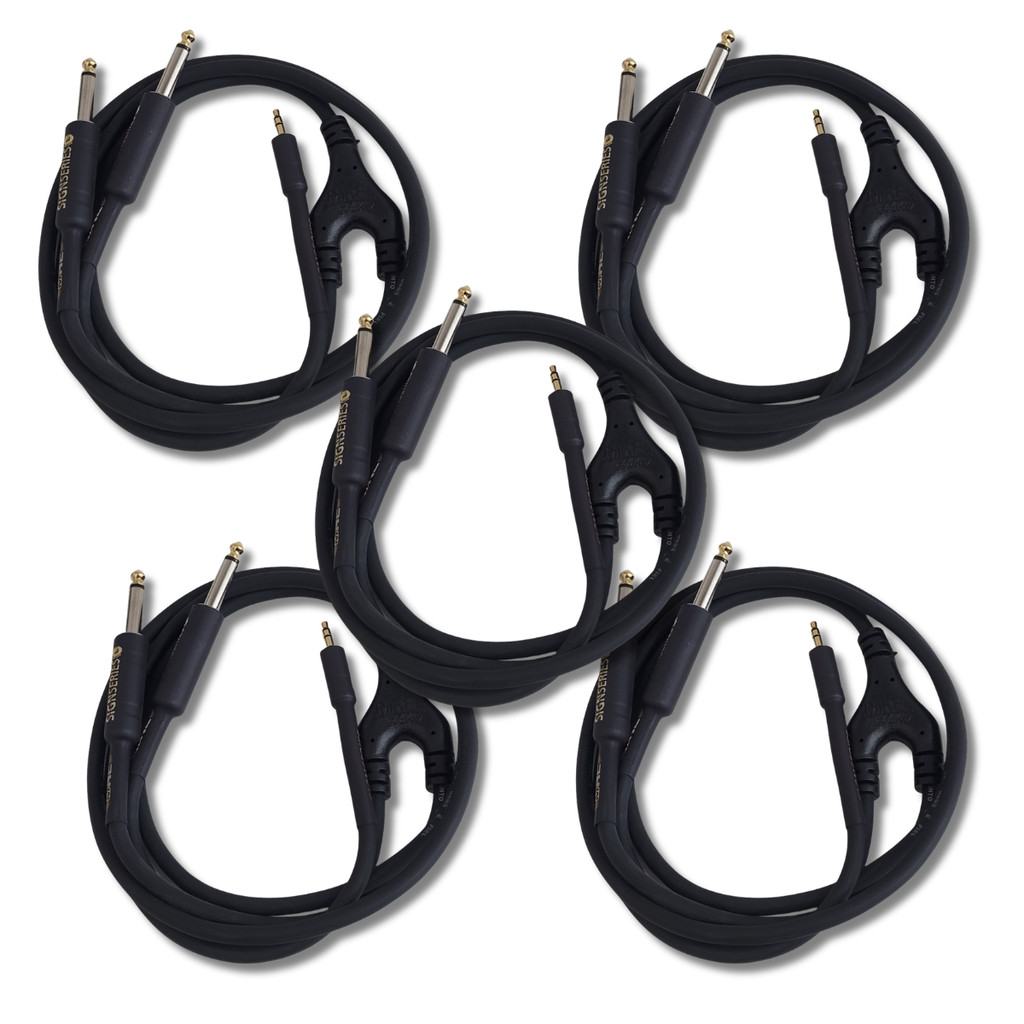 Kit 5 Cabo P2 Estereo + 2 P10 Macho Mono 1.52m 0.30mm Dj Series Mac Cabos