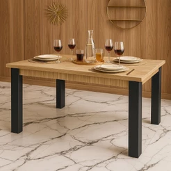 Mesa em Madeira com Design Rústico – Ideal para Sala de Jantar
