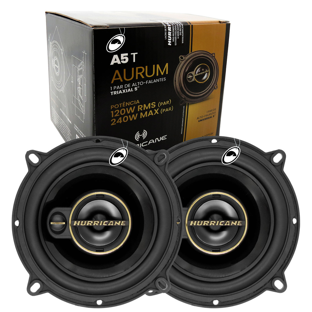 Par de Alto Falante Hurricane Triaxial Aurum A5T 5" 120W RMS