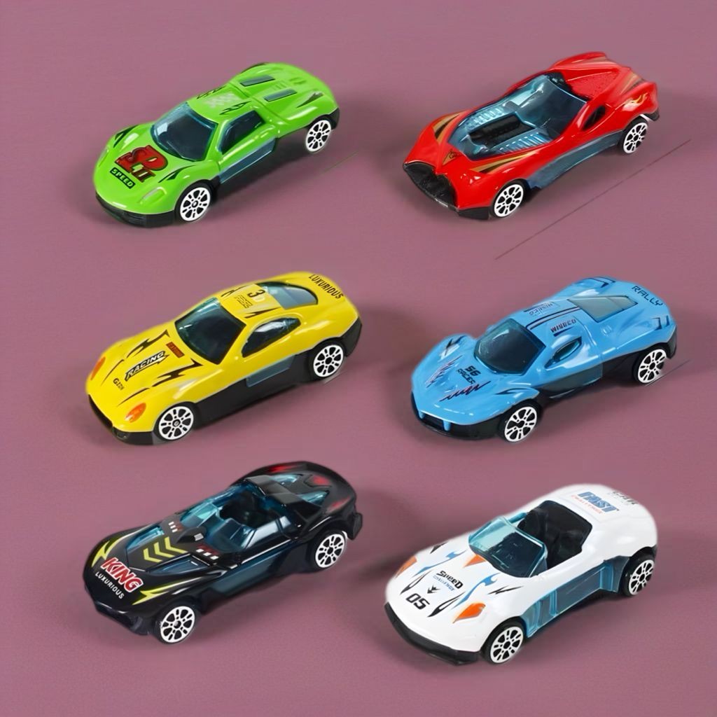 Kit com 6 Carrinhos de Brinquedo de Metal Coloridos  para Crianças e Colecionadores