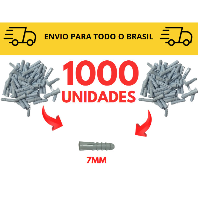Kits de bucha 7mm 100 a 1000 / bucha de fixação / parafusos / concreto / parede