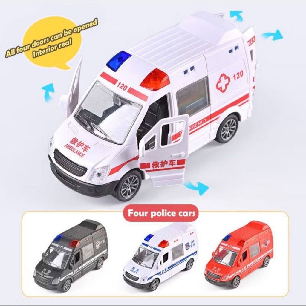 ambulância pode abrir 4 portas, carro de brinquedo de inércia infantil/n-570a em Oferta na Shopee