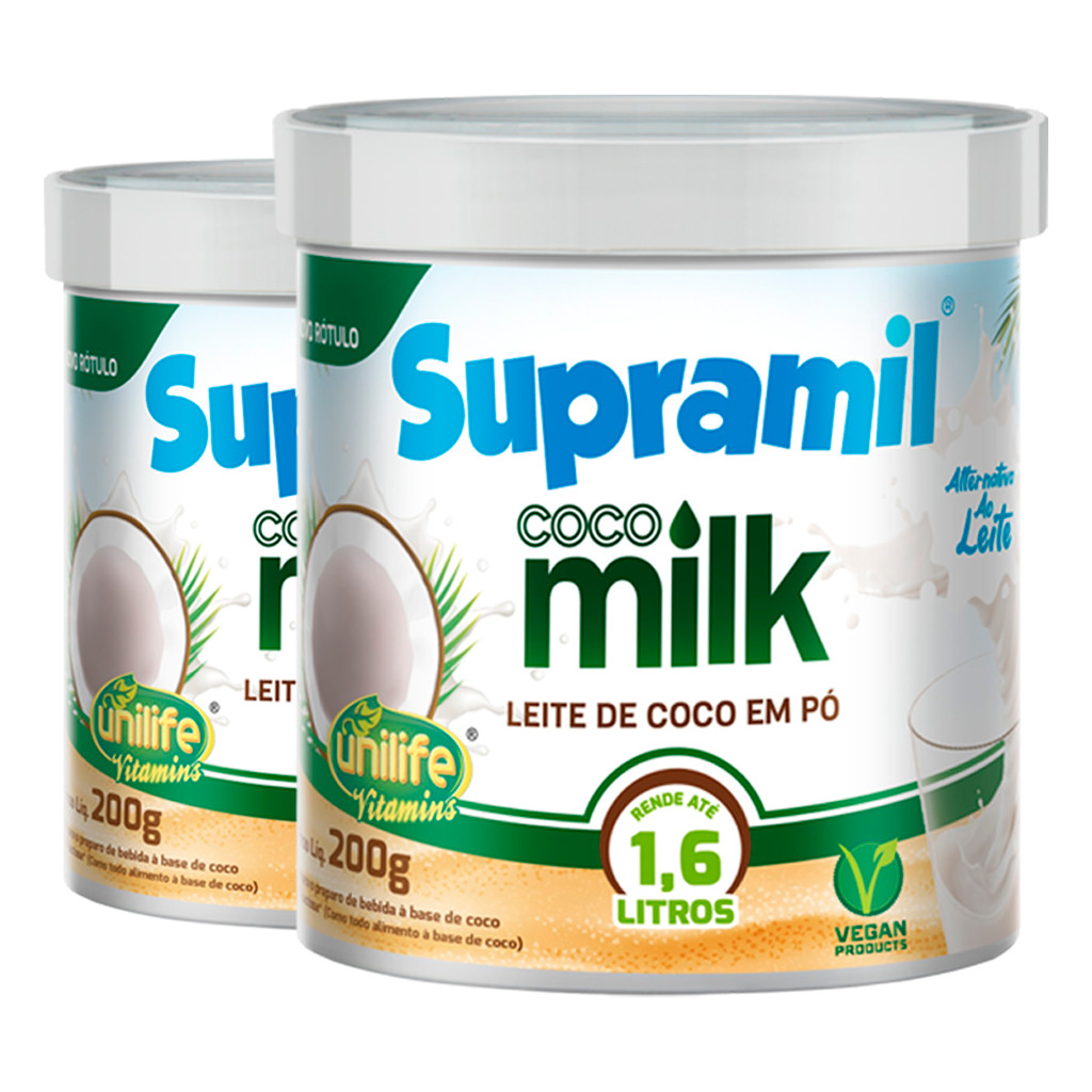 Kit 2 Coco Milk Supramil Unilife Leite de coco em pó 200g