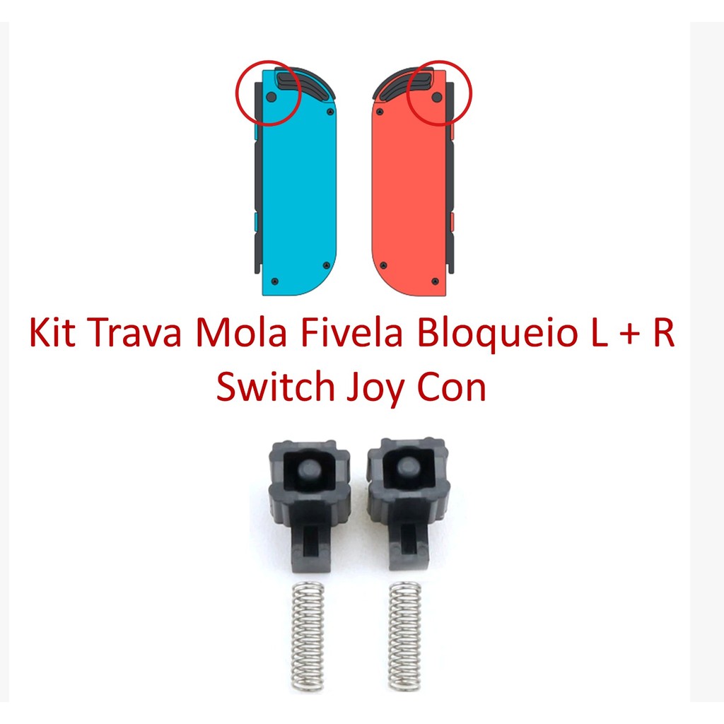 Kit Trava Mola Fivela de Bloqueio Botão L + R Para Joy Con Nintendo Switch Padrão / OLED
