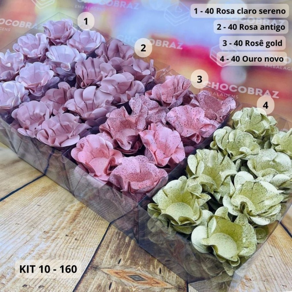 KIT 160 Forminhas Para Doces Finos ROSA SERENO + ROSA ANTIGO + ROSÊ GOLD + OURO NOVO em Oferta na Shopee