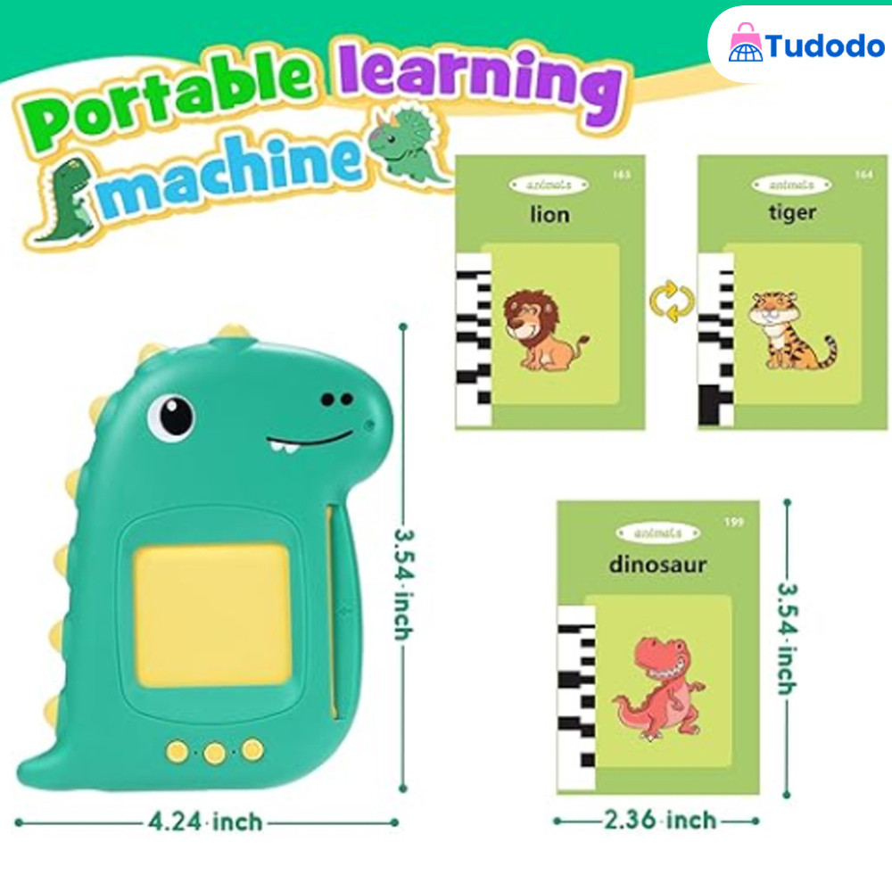 Brinquedo Educativo Card Early Com Interação Em Portugues e Inglês  Cartas para aprender inglês - flash cards em inglês   Dino Apraxia Autismo Alfabetização