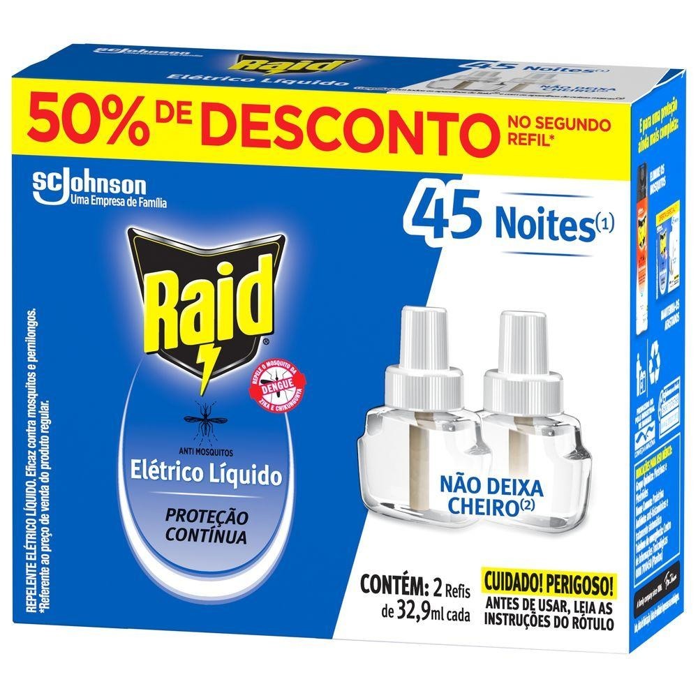 Refil Repelente Elétrico Líquido Raid 2un de 32,9ml · foto 2