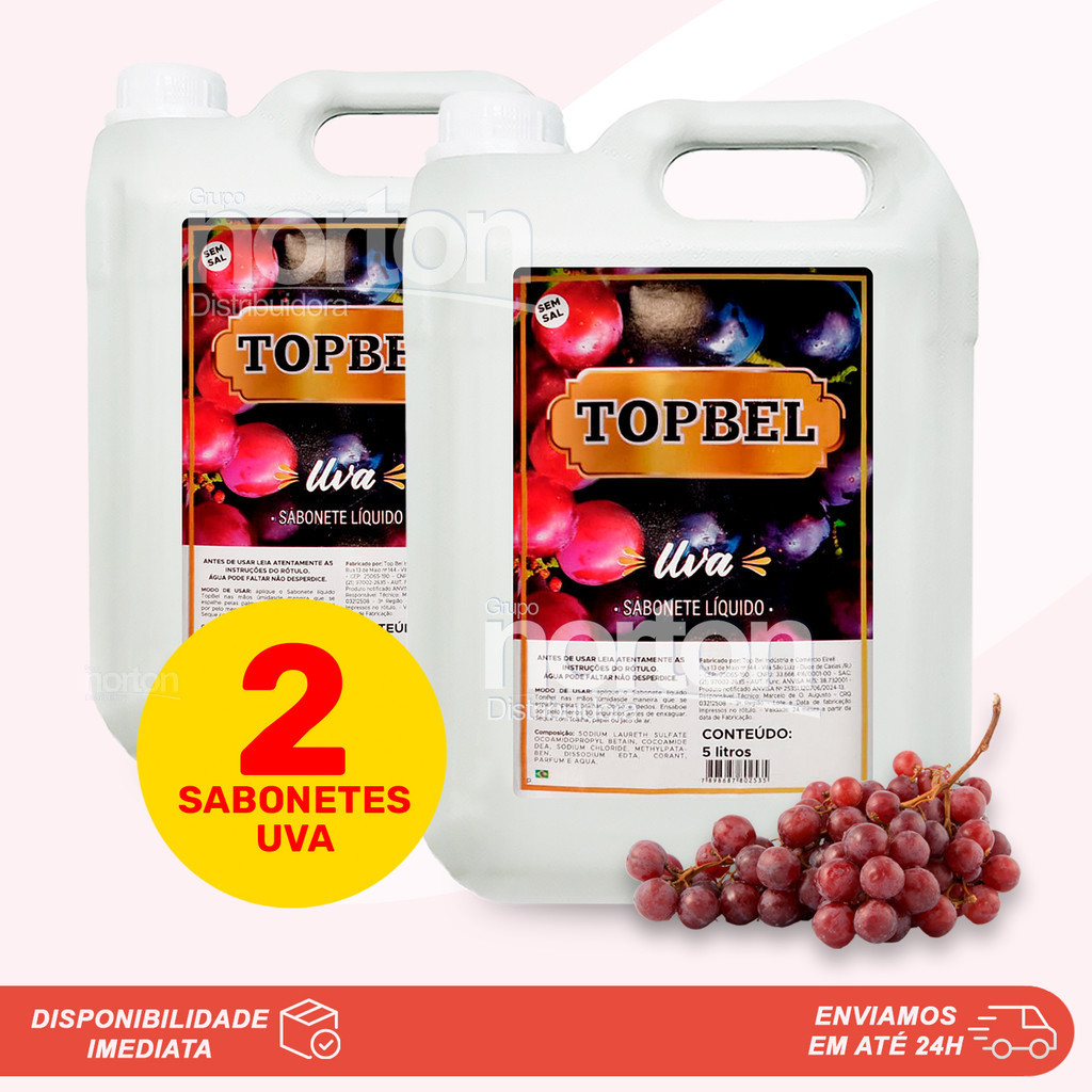 KIT PROMO 02 Sabonetes Líquidos UVA Topbel 5 Litros