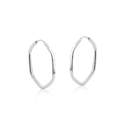 Brinco argola prata 925 hexagono 25mm
