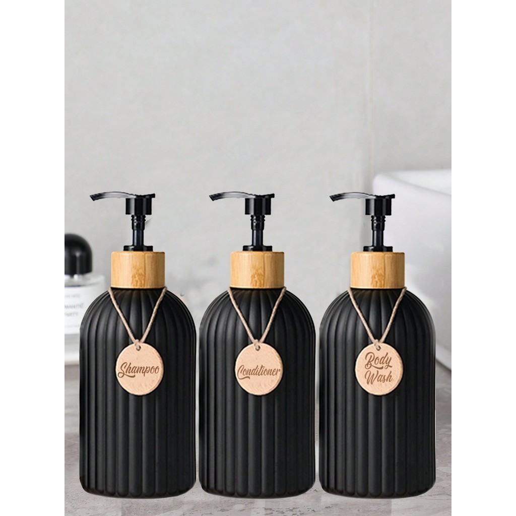 3pcs 500ml Shampoo para Banheiro Shampoo Gel Ducha Condicionado Listras Sub-garrafa