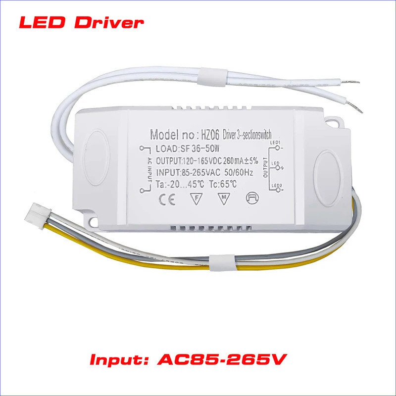 AC 85-265V Driver de isolamento Com transformador LED de 3 cores (25-36W)× 2 (36-50W)X2 para lustre modificável de cor