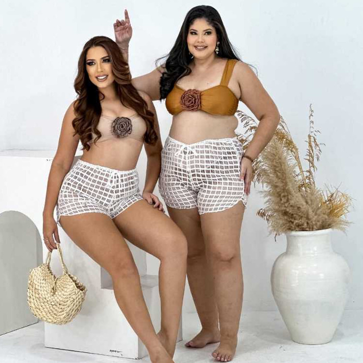 Short Saída de Praia Renda GG, XGG E G3 Plus Size/Curve Moda Praia Para usar com Maiô ou Biquíni