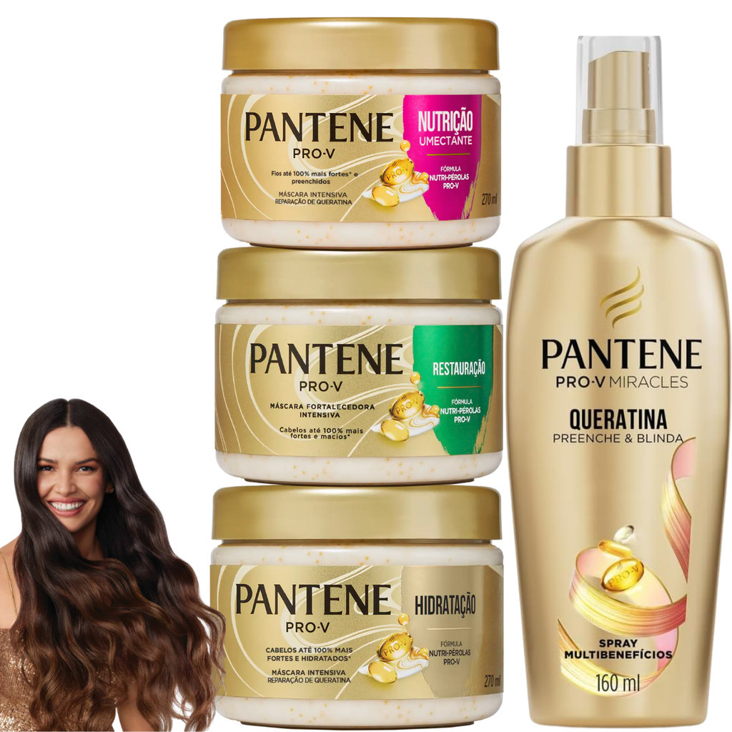 Kit Pantene Queratina Spray Preenchedor Hidratação Nutrição Total Restauração Hidratação Blindagem