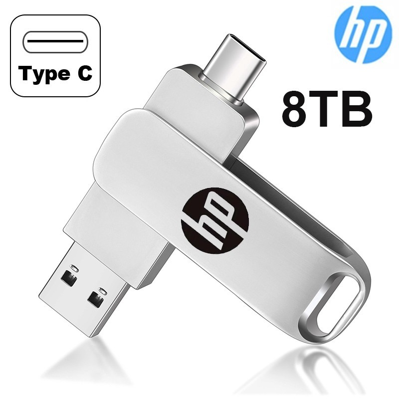 USB 3.0 Pen Drive 2 In 1 HP Double Flash Type C 1TB 2TB 4TB 8TB Portable Memory Disk U Mental High Speed em Oferta na Shopee
