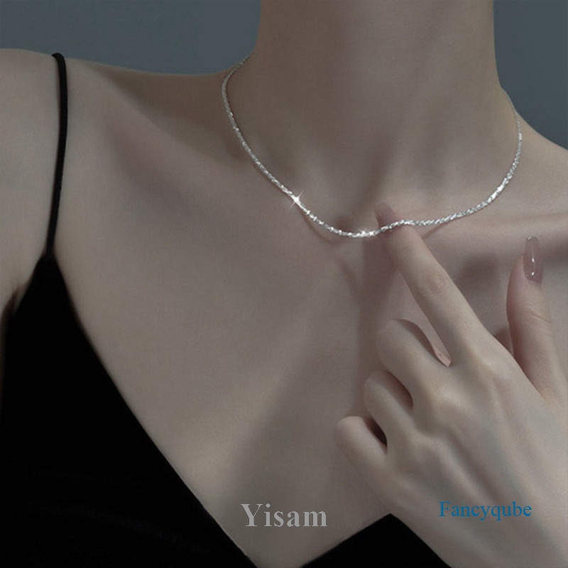 Yisam Popular Silver Colour Clavicle Chain Choker Necklace Colar Para Mulheres Jóias Finas Festa De Casamento Presente De Aniversário