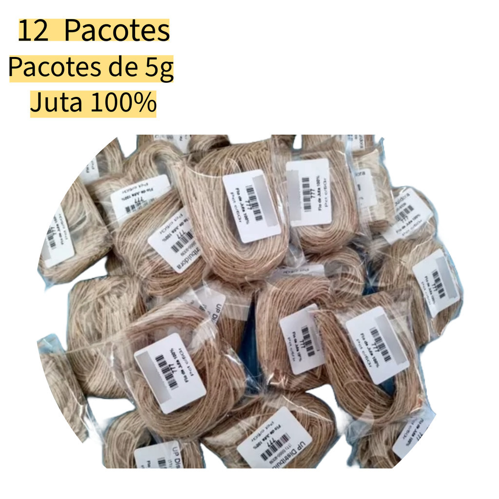 12 pacotes de Fio de Juta 100% p/ Ninho de Aves - Canario, Periquito Passaro e aves diversas -  50g