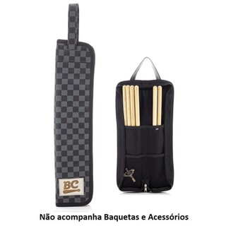 Bag de Baquetas BC Xadrez Batera Clube Signature em Couro Sintético e Tamanho Compacto