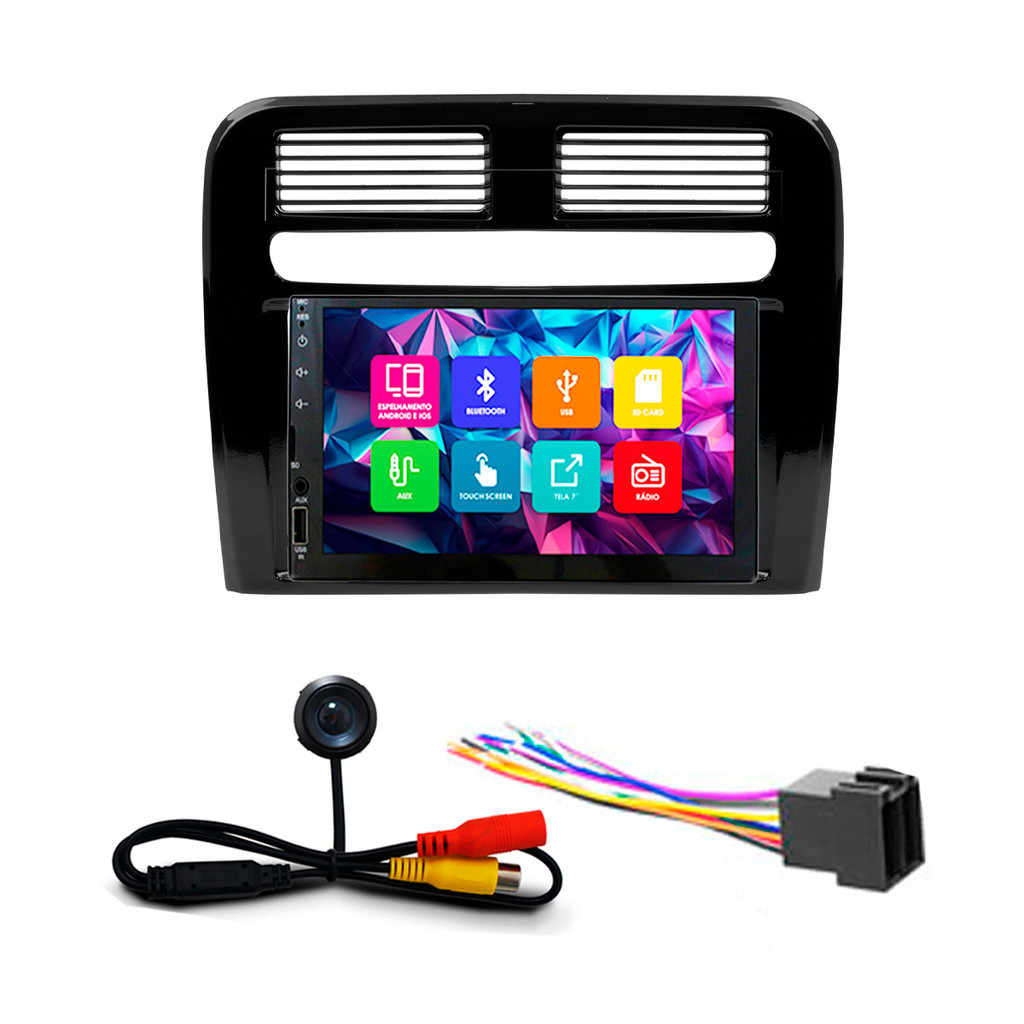 Kit Multimidia 7 Pol Punto 2008 2009 2010 2011 2012 Espelhamento Android Ios 2 Din Black Piano Camera Ré em Oferta na Shopee