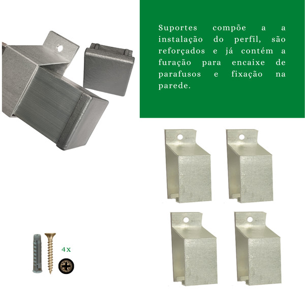 Kit Trilho Correr 4,00m Alumínio Natural p/ Duas Portas
