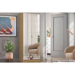 Armário Sapateira Quarto Grife 2 Portas e 1 Gaveta c/ Espelho Amêndola Touch - Demóbile