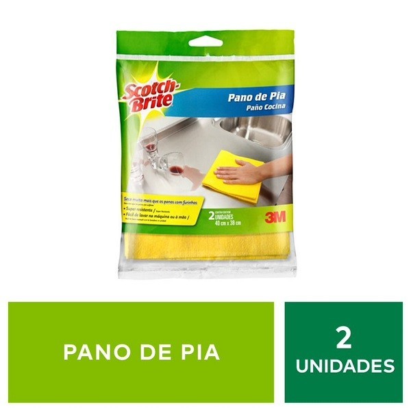 Pano de Pia SCOTH Brite Amarelo 40CM X 38CM 2 Unidades - Home & Living