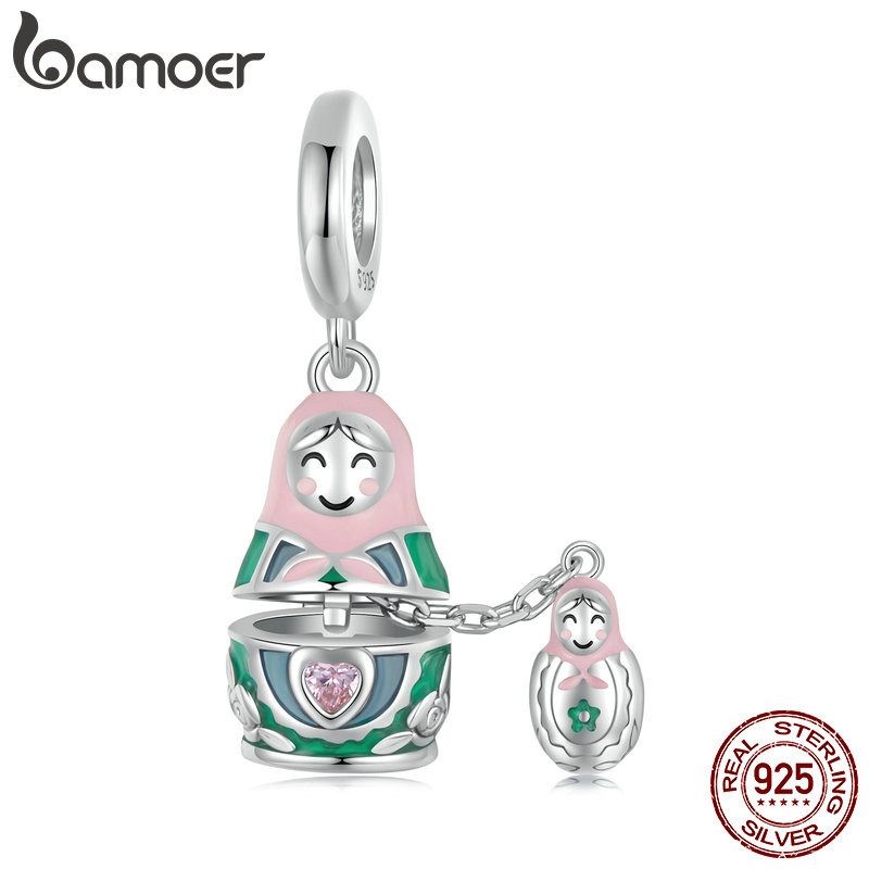 Bamoer 925 Pingente Fita Esterlina Charme Matryoshka Boneca Acessórios Para Pulseira - Fashion Accessories