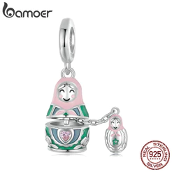 Bamoer 925 Pingente Fita Esterlina Charme Matryoshka Boneca Acessórios Para Pulseira