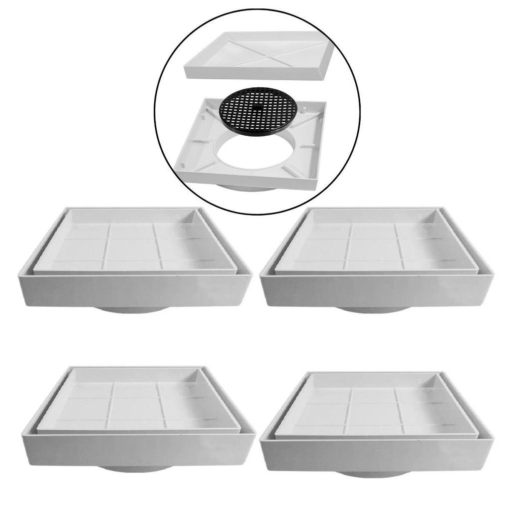 Kit 4 Ralos Invisíveis Tampa Oculta Sifonado 15x15cm Ralo Oculto Moderno para Piso Banheiro Cozinha Obra Casa