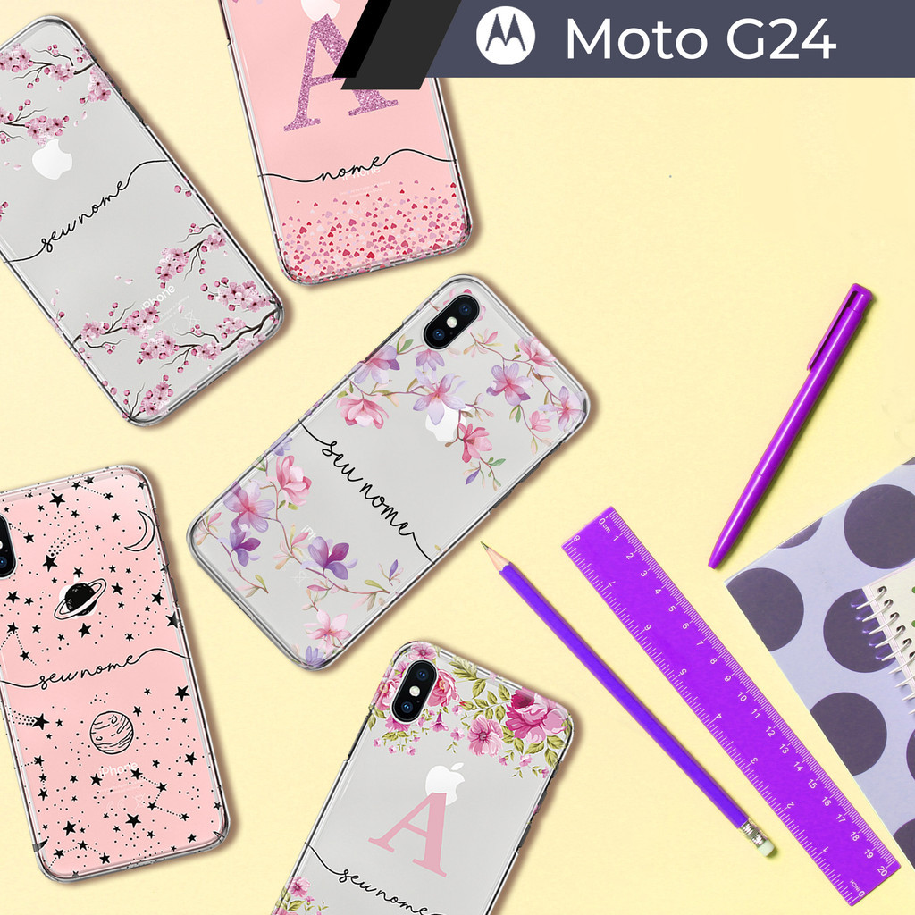 Capa Capinha - Motorola Moto G24 - Transparente Personalizada com Nome