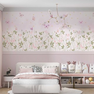 Papel De Parede Adesivo Ripado Floral Rosa Claro Queimado Com Borboletas em Oferta na Shopee