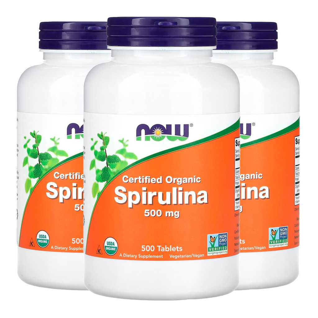 Kit 3x Spirulina Orgânica 500mg Now Foods 500 Tablets /Made in Usa em Oferta na Shopee