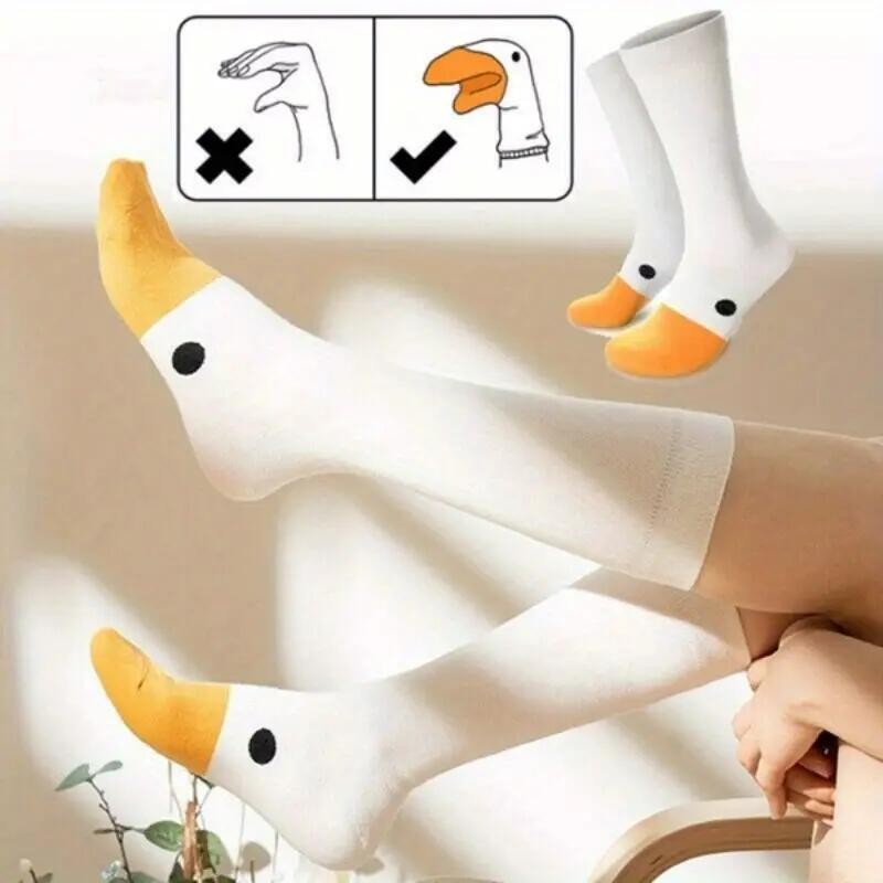 Meias De Cabeça De Ganso Tubo Feminino Em Estilo hip-hop Com Padrão De Pato