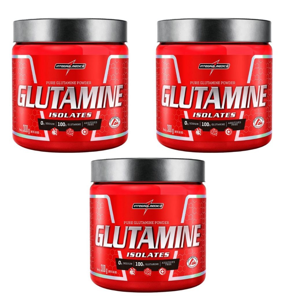 Kit 3x Glutamina Isolates 300g Glutamina Natural Integralmedica