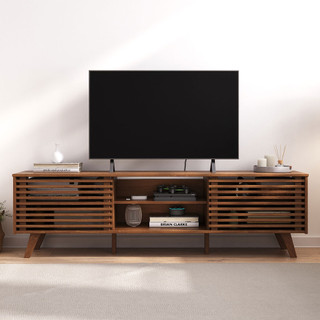 Rack Sala para TV 65 para Bancada Madeira 2 Portas Castanho Rian em Oferta na Shopee